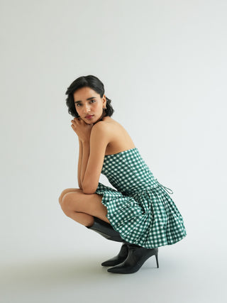 Capucine Dress - Pine Vichy