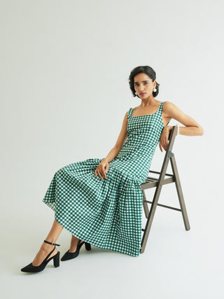 Mae Dress - Pine Vichy