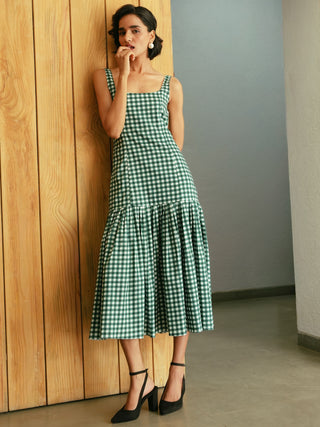 Mae Dress - Pine Vichy